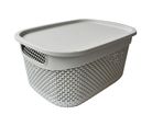 Canasta gris con tapa y asas