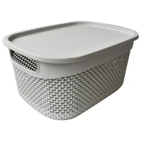 Canasta gris con tapa y asas