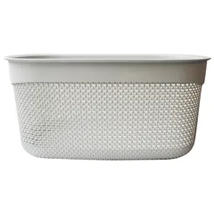 Canasta rectangular gris con asas
