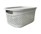 Canasta multiusos gris con tapa