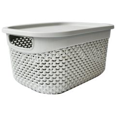 Canasta multiusos gris con tapa