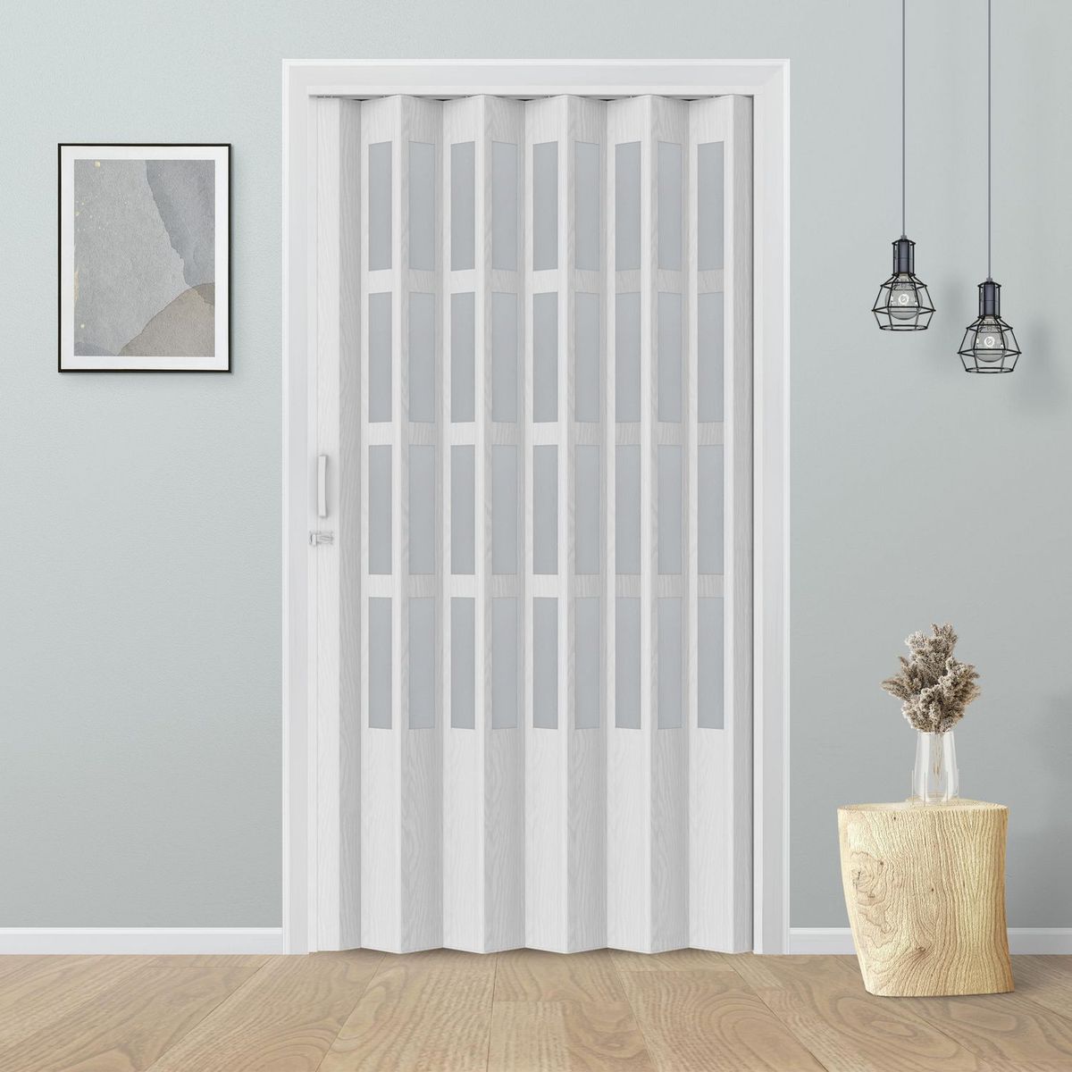 Hoggan - Puerta Plegable PVC para Closet Lugan de 120 x 240 cm Blanco