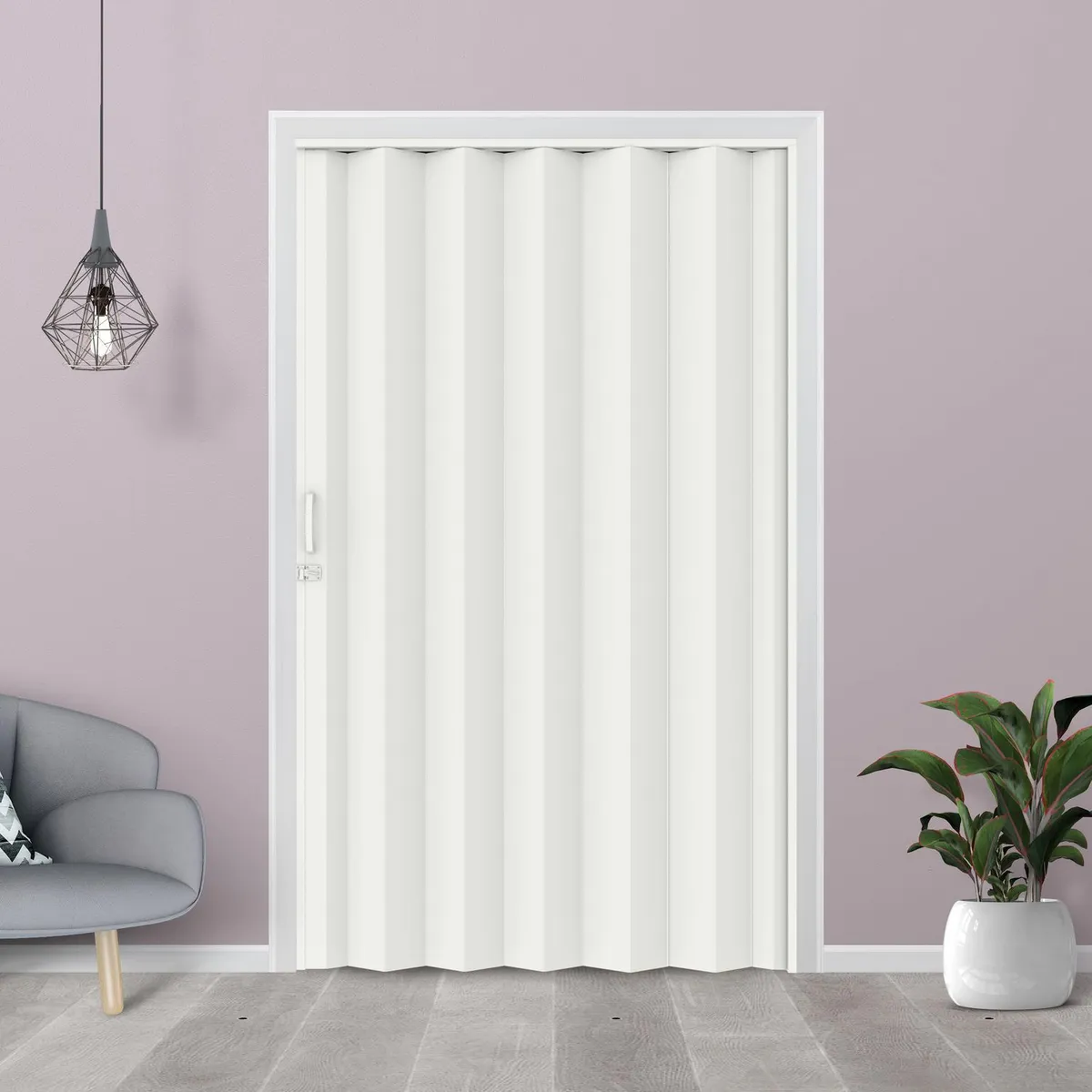 Hoggan - Puerta Plegable PVC para Closet Milano de 120 x 240 cm Blanco
