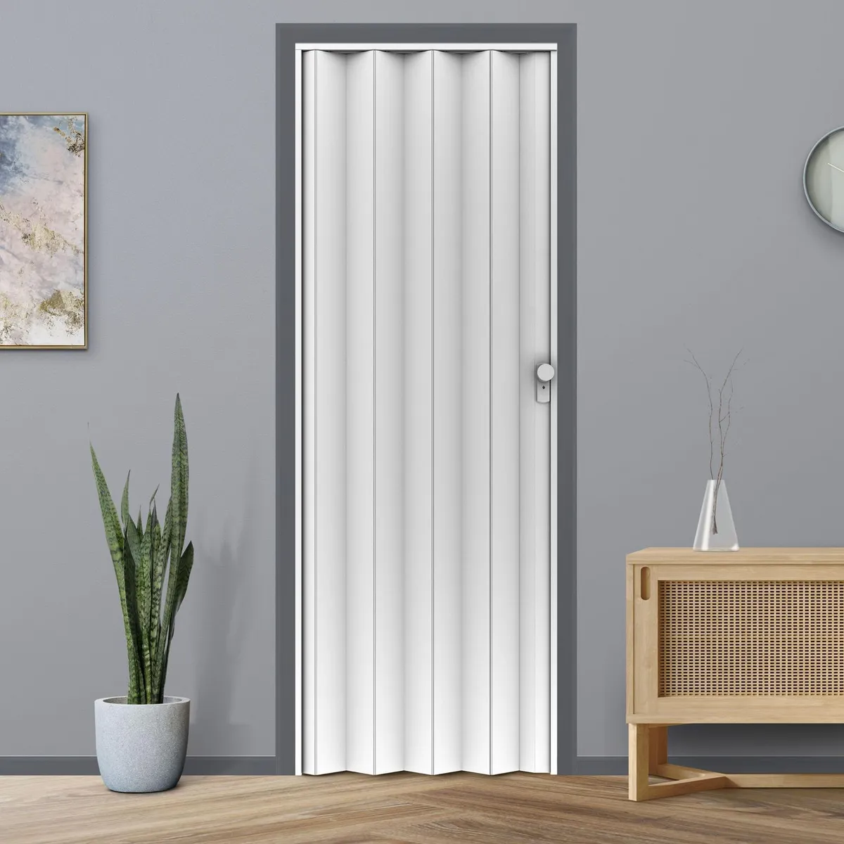 Hoggan - Puerta Plegable PVC para Closet Milano de 90 x 240 cm Blanco