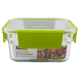 Contenedor cuadrado vidrio 1130 ml tapa verde
