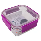 Contenedor cuadrado de vidrio 1130 ml tapa morada