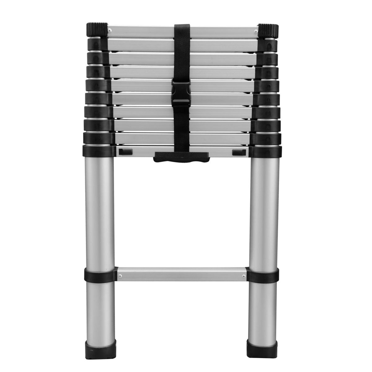 Redline - Escalera telescópica contraible de acero de 11 peldaños 3.2 m hasta 90 kg