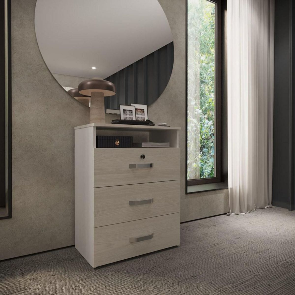 Just Home Collection - Cómoda 3 cajones Niebla