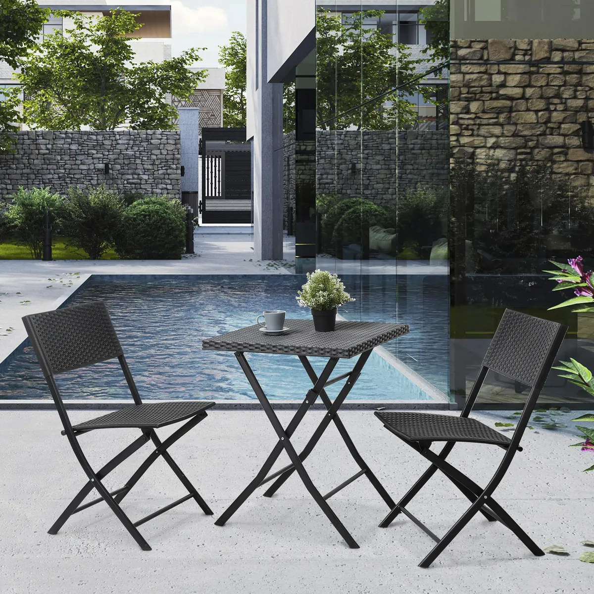 Just Home Collection - Juego de Balcón Plegable Cambridge 3 piezas