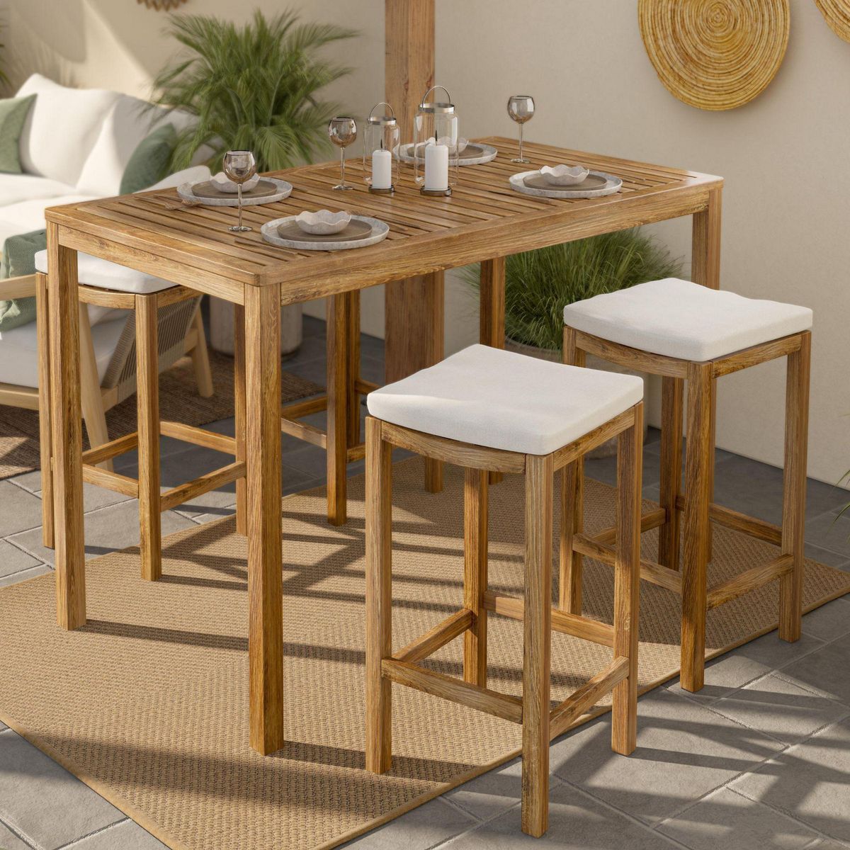 Just Home Collection - Juego de Bar Madera 4 personas