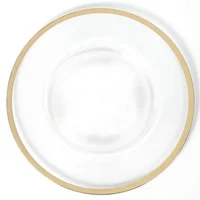 Bajo Plato Navideño Plástico Transparente borde dorado 32.6cm