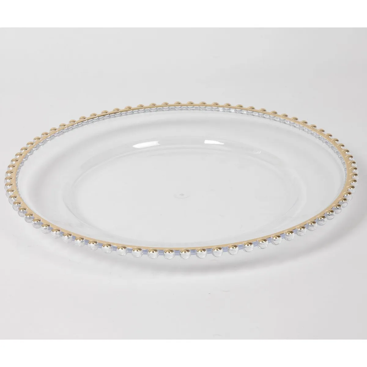 Bajo Plato Navideño Plástico Transparente borde dorado 32cm, marca Dear Santa - Foto Principal