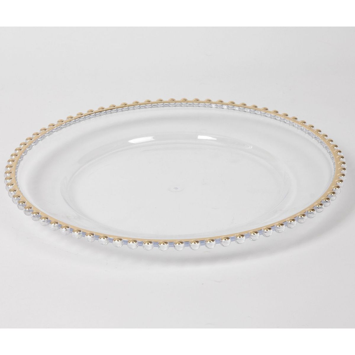 Bajo Plato Navideño Plástico Transparente borde dorado 32cm, marca Dear Santa - Foto Principal