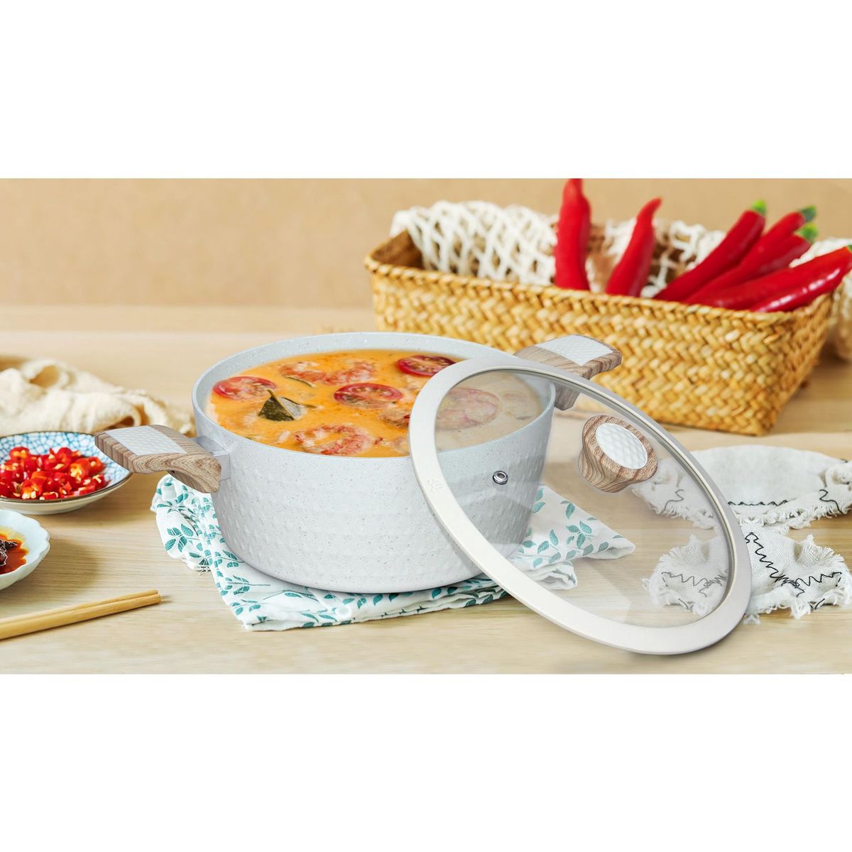 Just Home Collection - Olla Grey Marble con tapa 20 cm