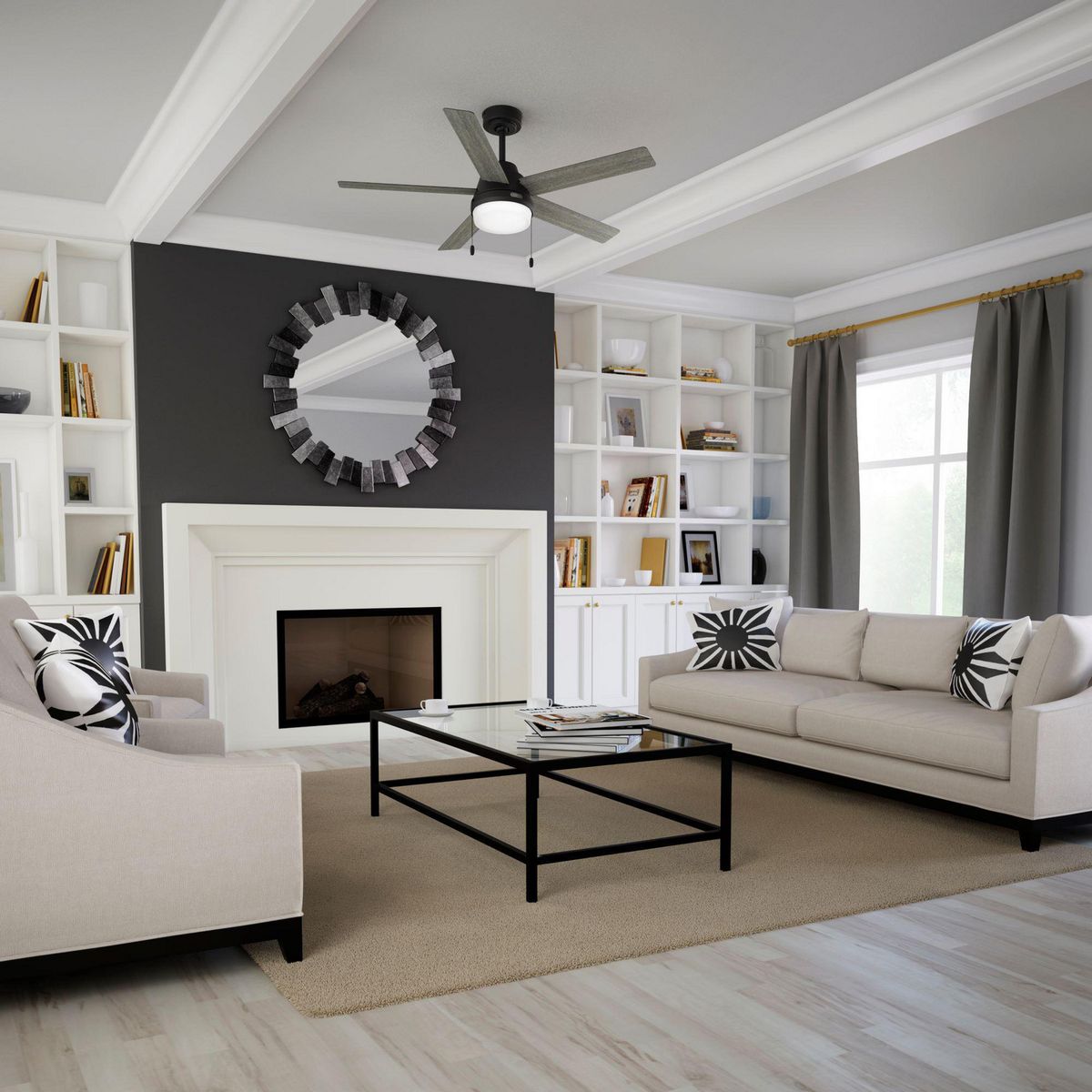 Hunter Fan - Ventilador de Techo Locke 5 Aspas y 2 Luces de 52" Plata