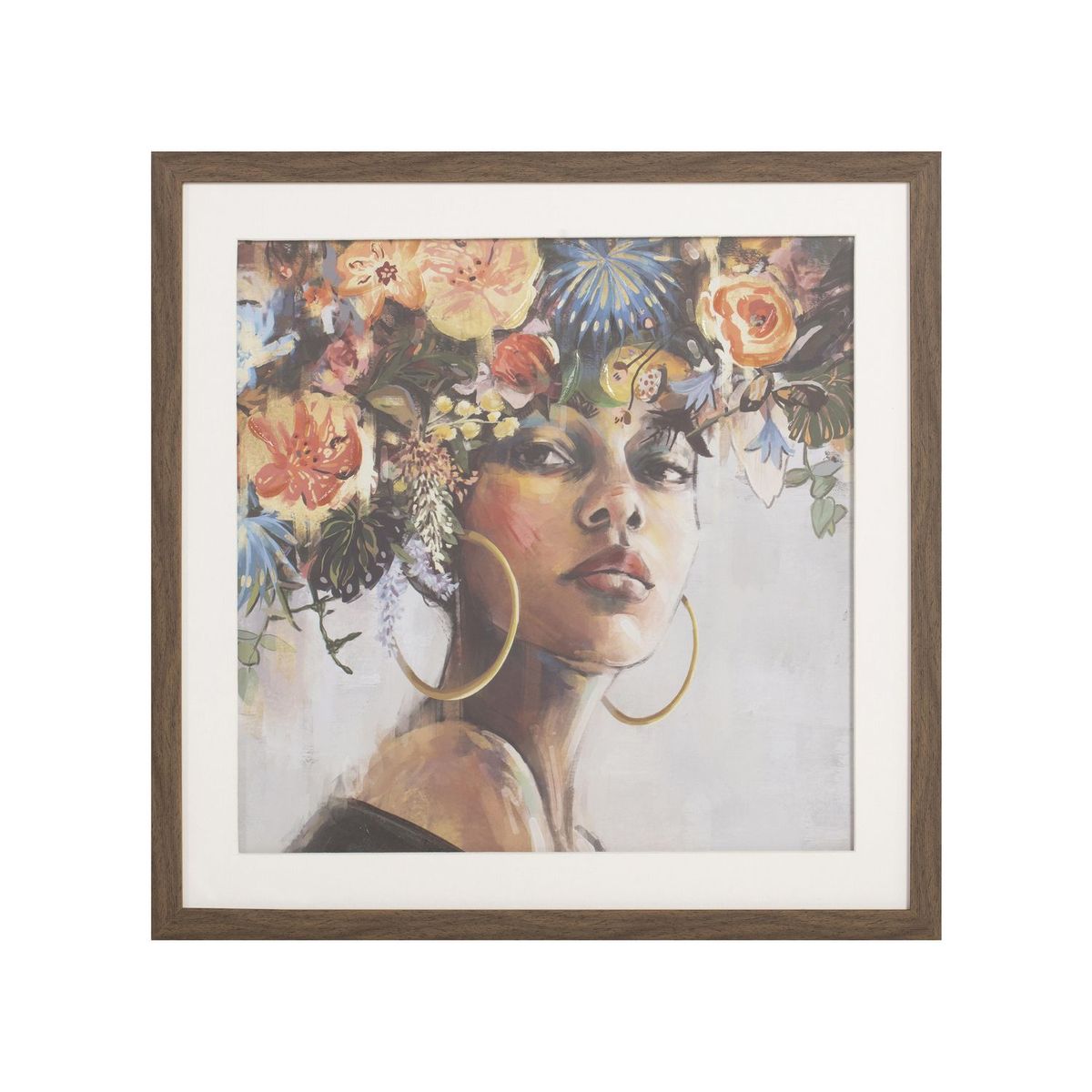 Just Home Collection - Cuadro Africana con flores1 de 50 x 50 cm
