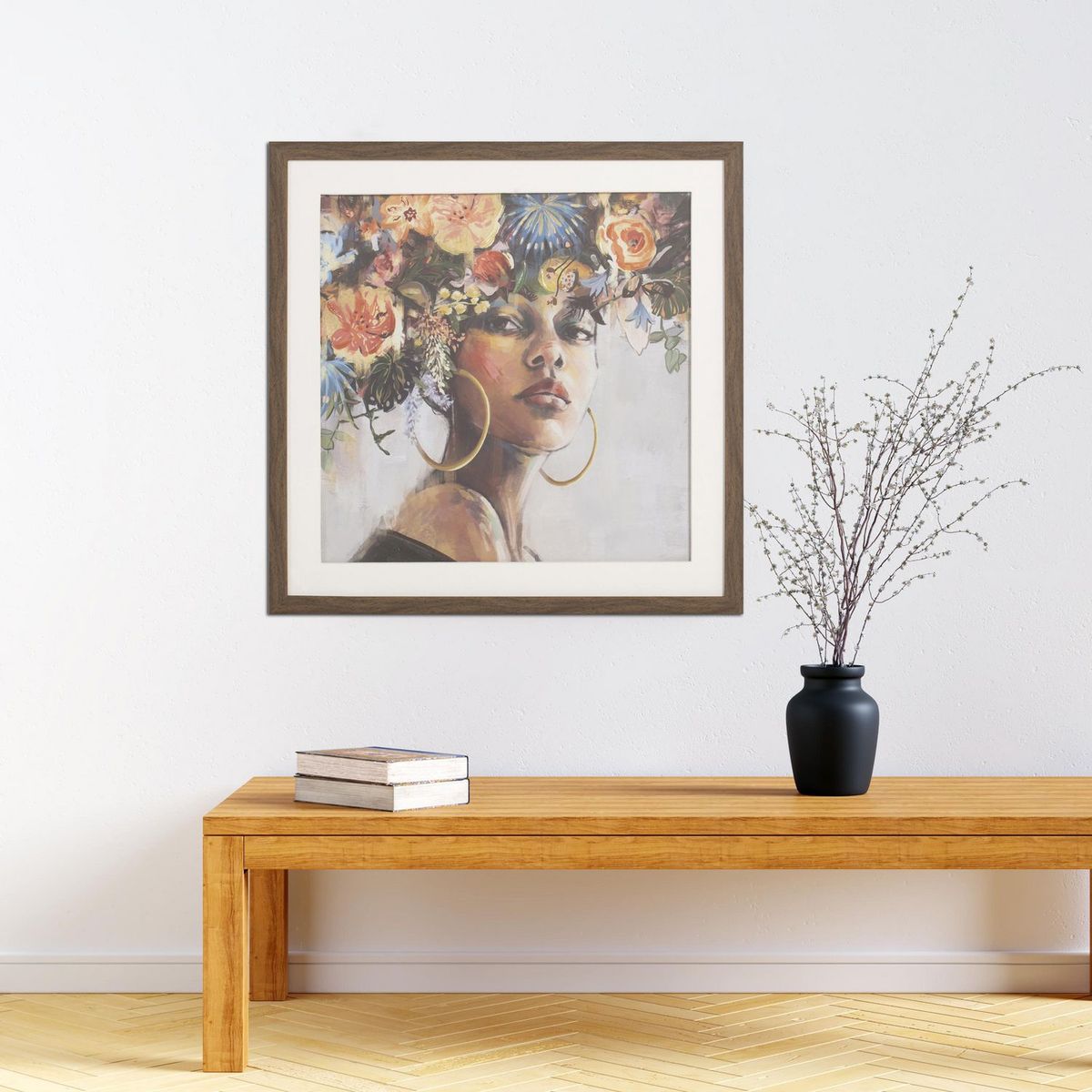 Just Home Collection - Cuadro Africana con flores1 de 50 x 50 cm