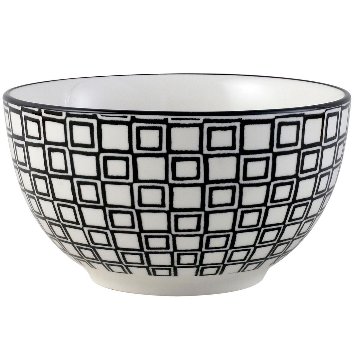 Just Home Collection - Bowl blanco / negro 600 ml Checkers