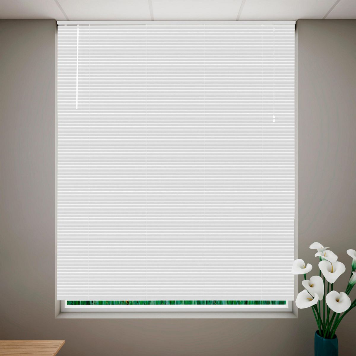 Just Home Collection - Persiana horizontal de PVC de 1.3 x 1.6 m Blanco