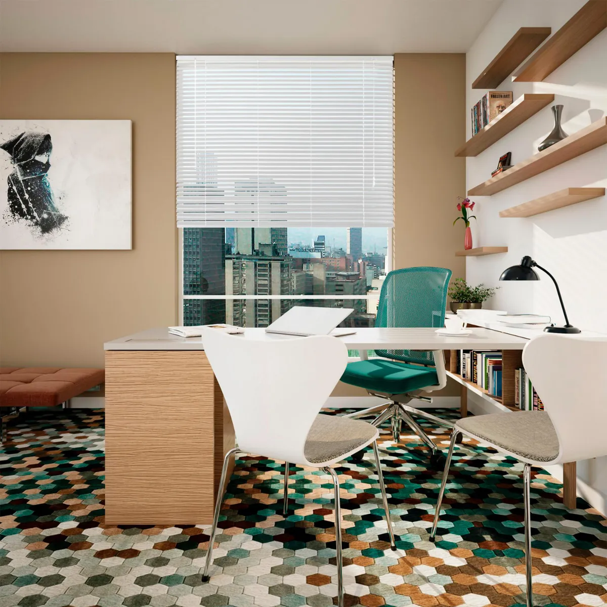 Just Home Collection - Persiana horizontal de PVC de 1.3 x 1.6 m Blanco