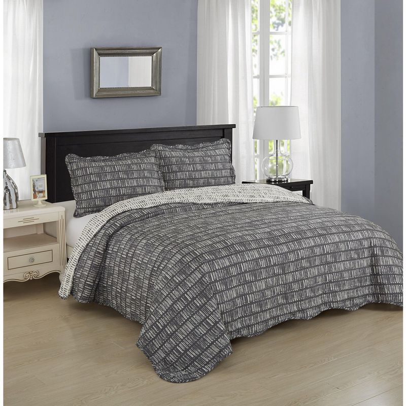 Just Home Collection - Colcha Individual Estampado Urbano Gris