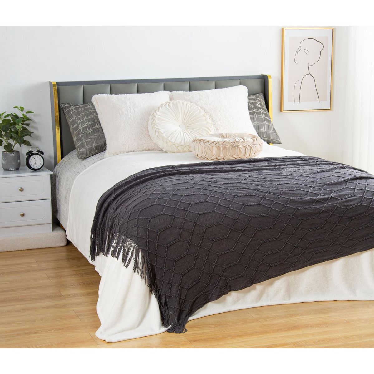 Frazada Urban Knitted Black de 130 x 160 cm Negro, marca Just Home Collection - Foto Principal