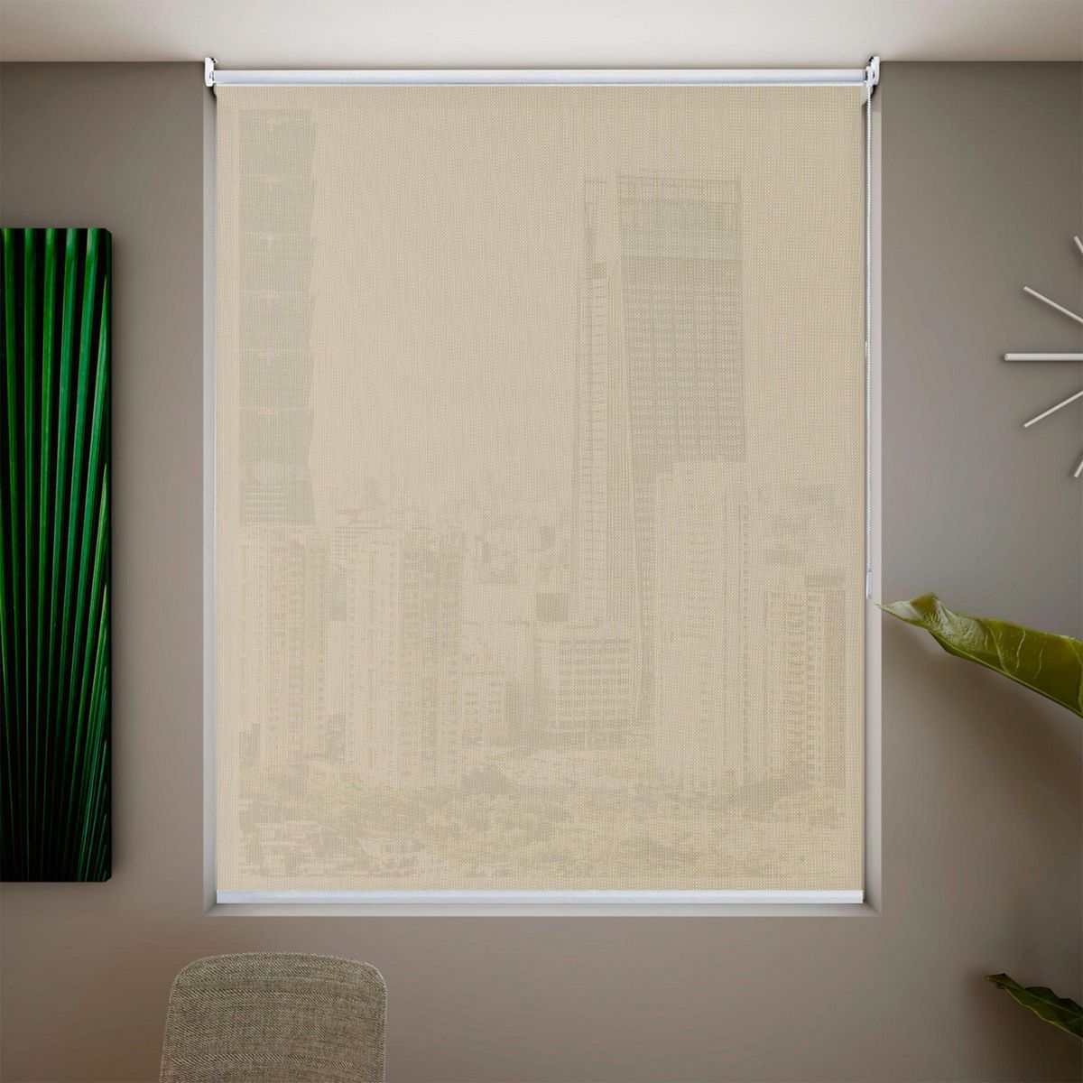 Persiana enrollable de malla solar de 2 x 2.2 m Marfil, marca Just Home Collection - Foto Principal