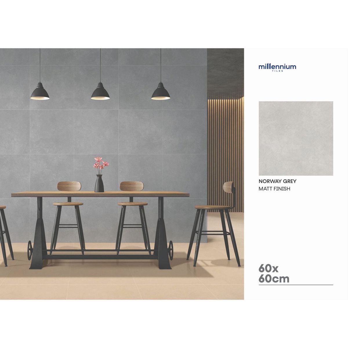 Holztek - Piso Porcelanato Gris Mate 60X60 1,44M2