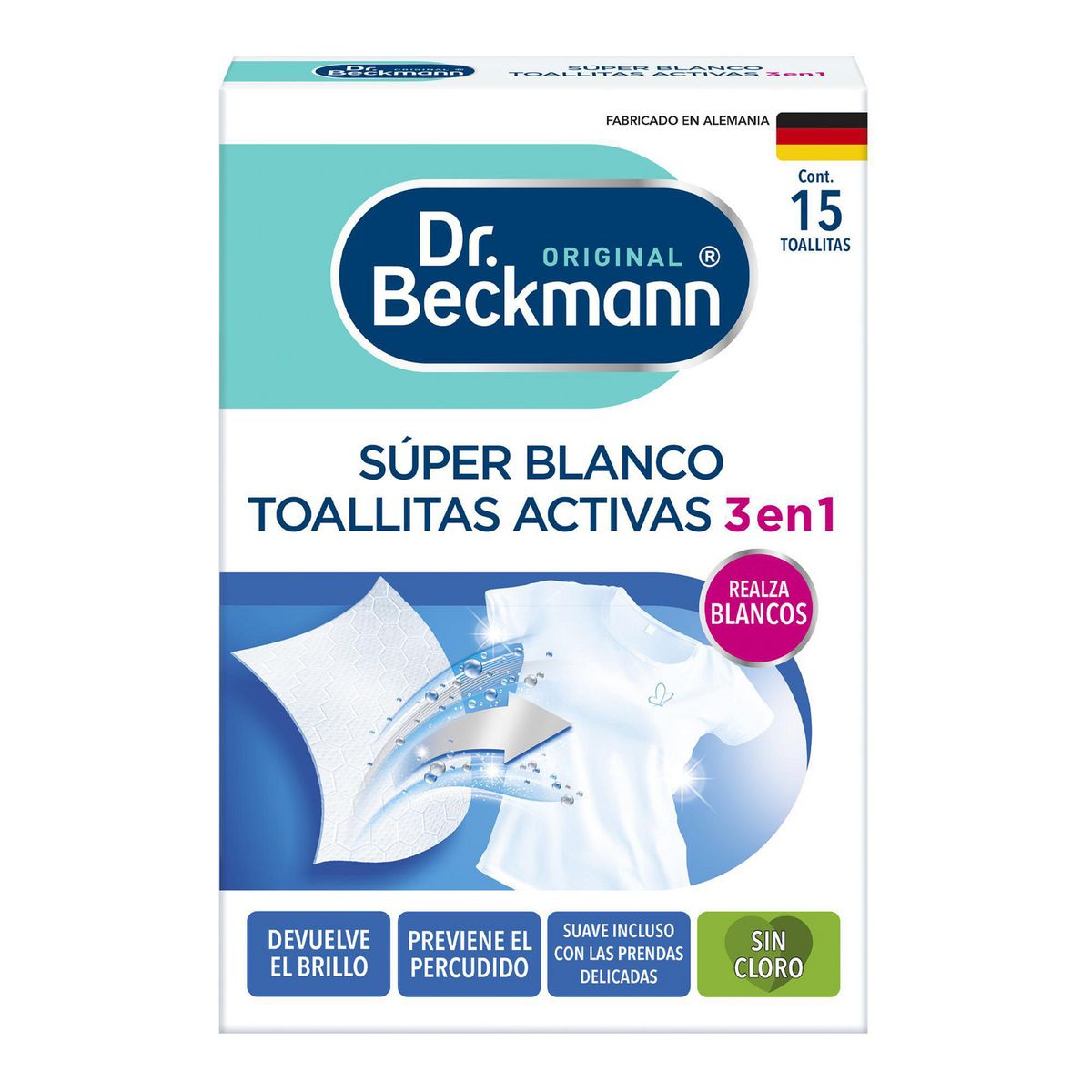 Dr. Beckmann - Súper Blanco Toallas Activas 15 pzs Dr Beckmann