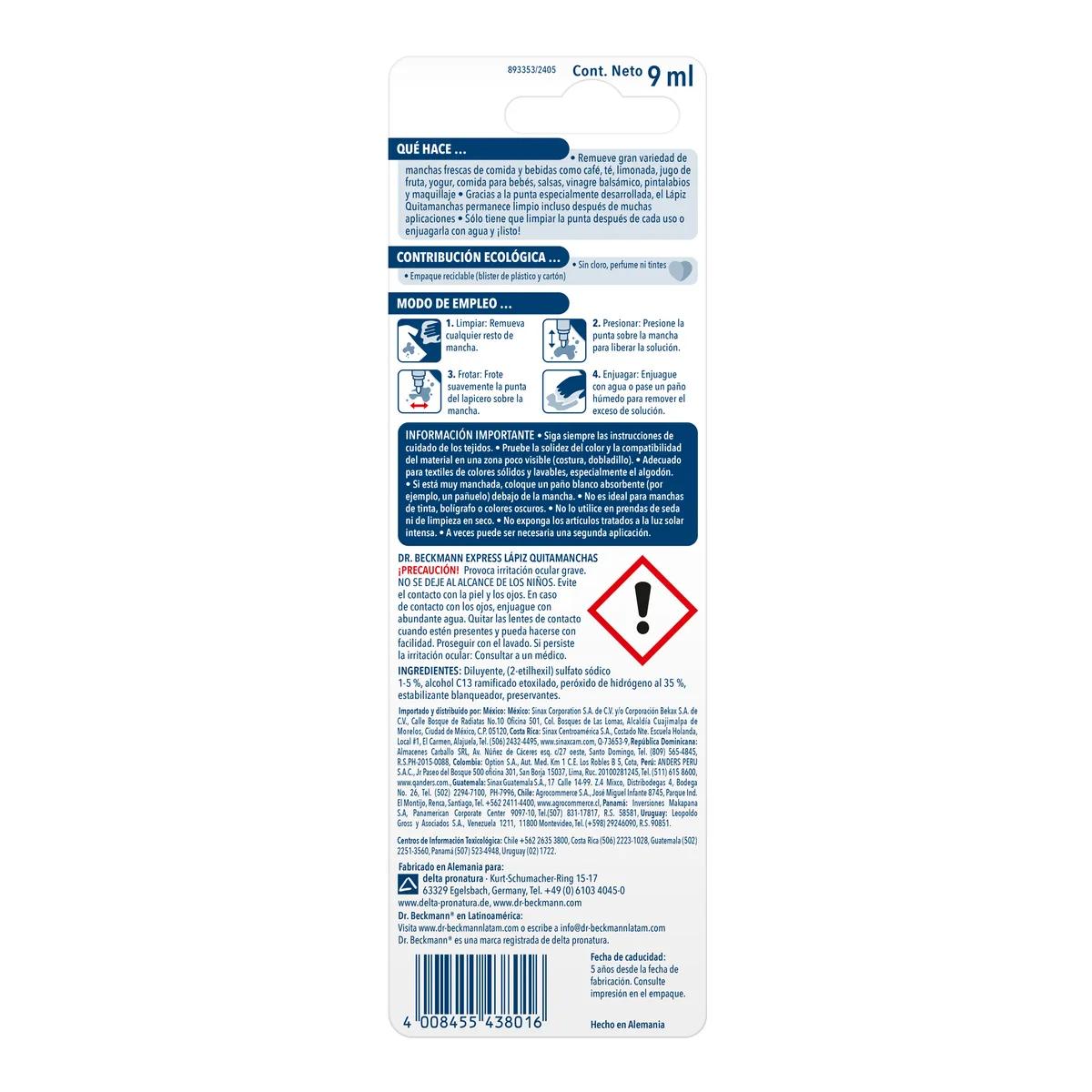 Lápiz mágico quitamanchas 9ml Dr Beckmann, marca Dr. Beckmann - Foto 2