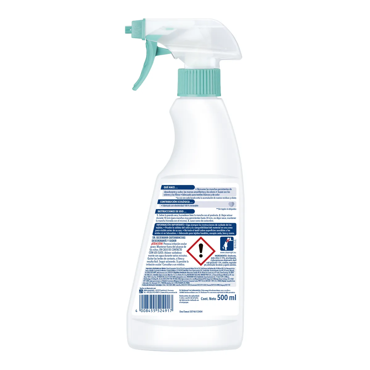 Quitamanchas Desodorante y Sudor 500 Mililitros Dr Beckmann, marca Dr. Beckmann - Foto 2