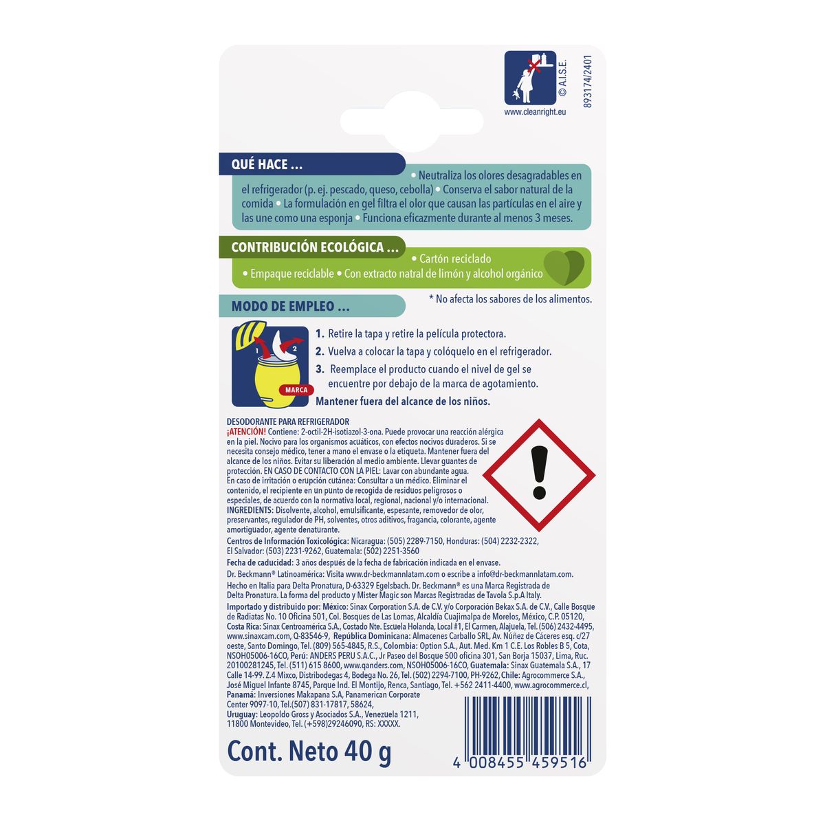 Dr. Beckmann - Absorbe Olor Refirgerador Limón Dr Beckmann