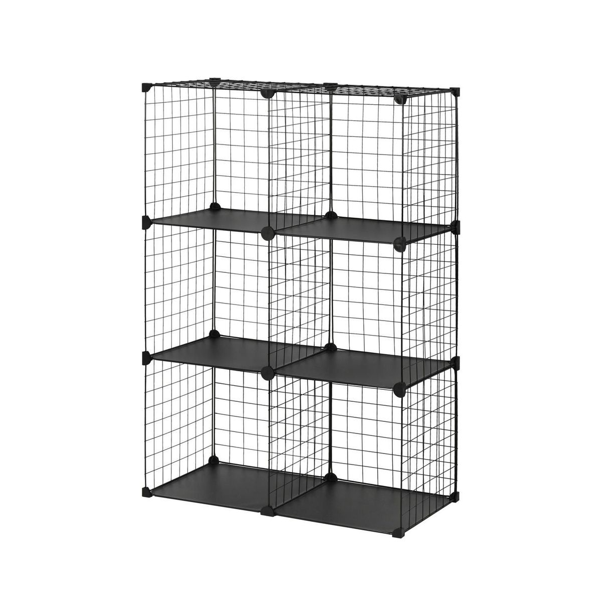 Just Home Collection - Organizador de 6 cubos metálicos de color negro
