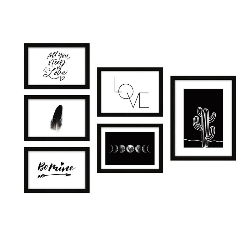 Just Home Collection - Set de 5 marcos para fotografías Negro