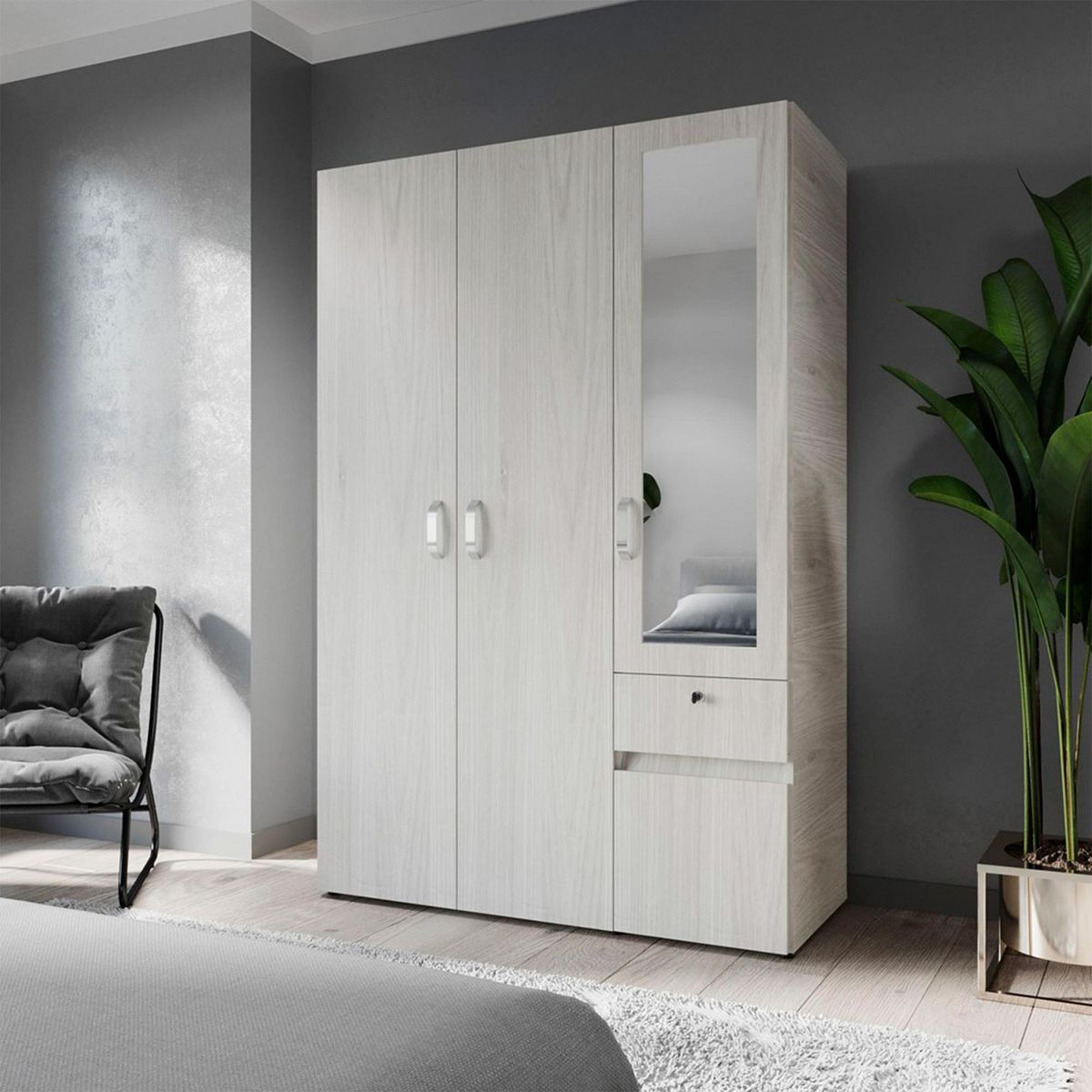 Maderkit - Closet Murano 4 puertas Ceniza 120 cm