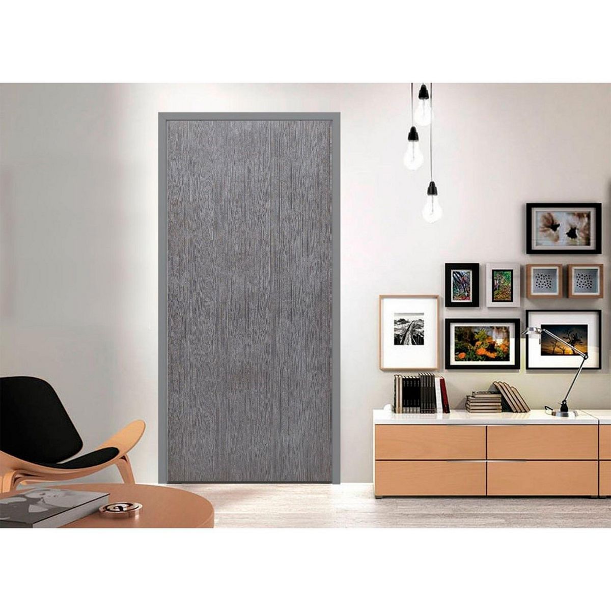 MERIDIAN PRO - Puerta Tambor MDF Nápoles de 90 x 213cm Gris Grafito