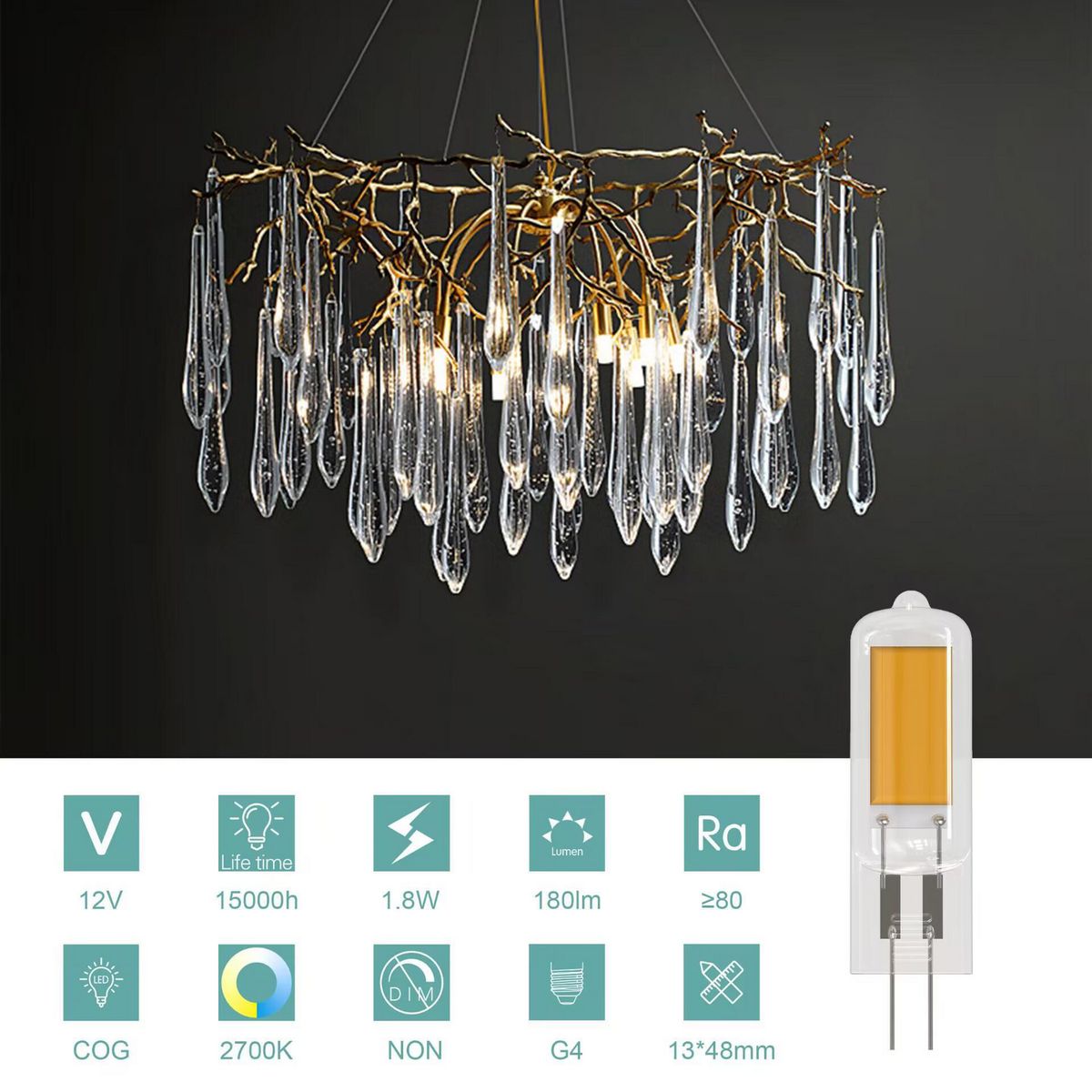Foco LED de Filamento G4 de 18W Luz Cálida, marca Dairu - Foto 2