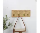 Perchero rattan de madera con 4 ganchos