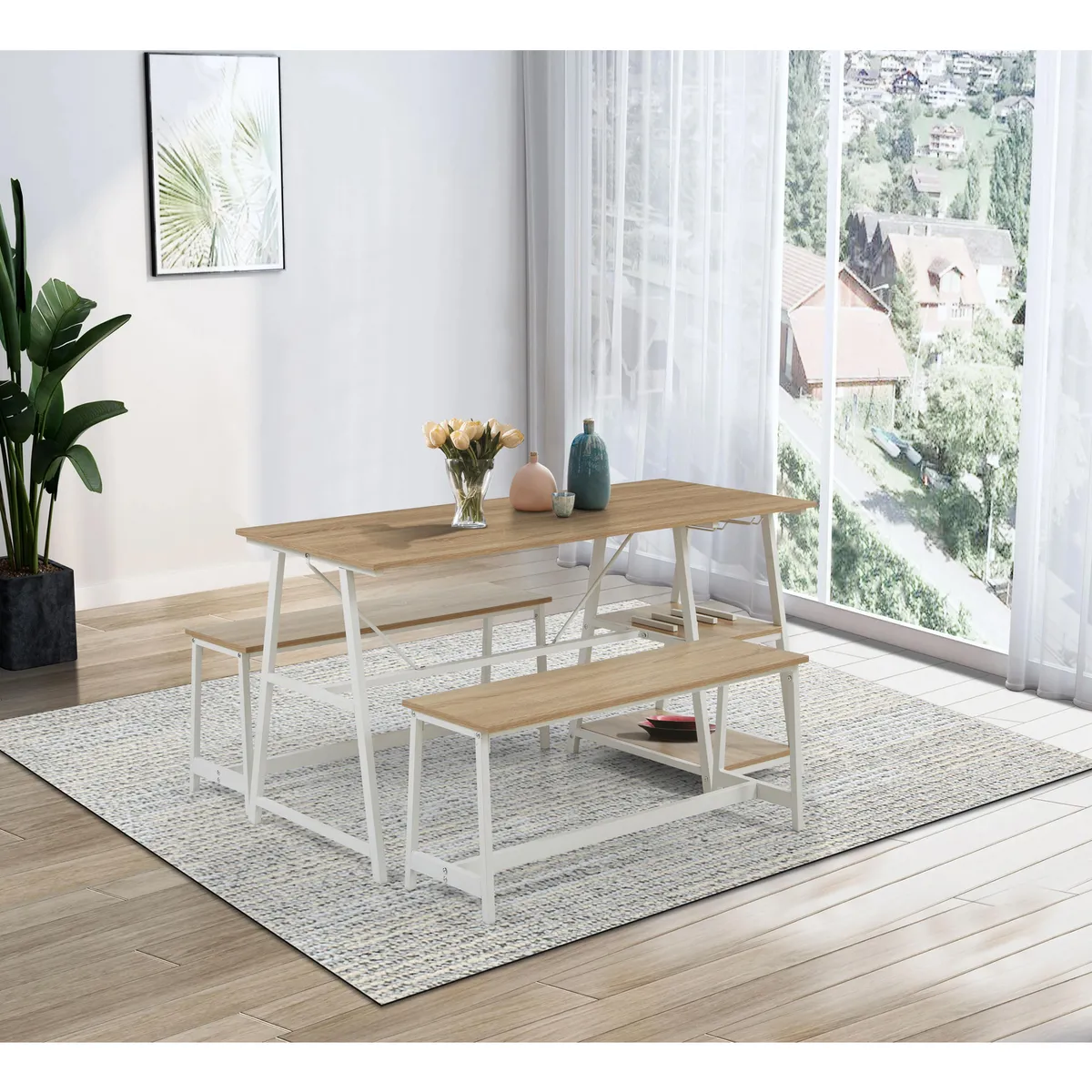 Just Home Collection - Set Comedor con 4 Sillas Sandie 140X60X75 cm