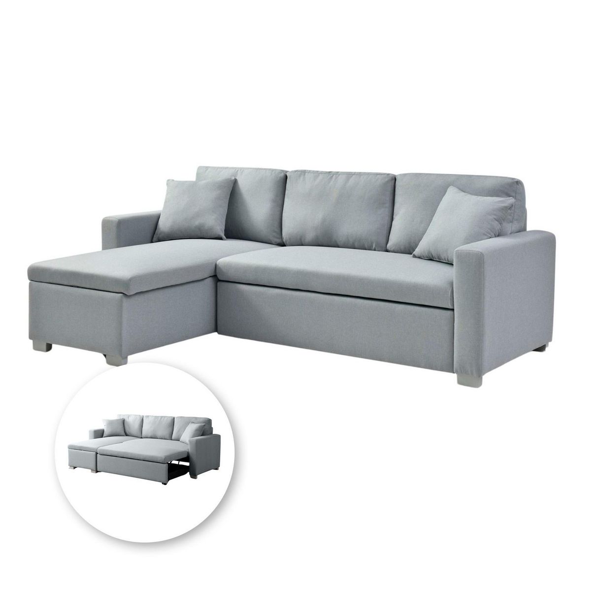 Just Home Collection - Sofá cama esquinero con cajón Olive