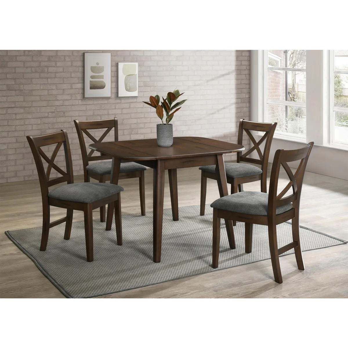 Just Home Collection - Set Comedor con 4 Sillas Extendible 106.6X91.5X76.2 cm