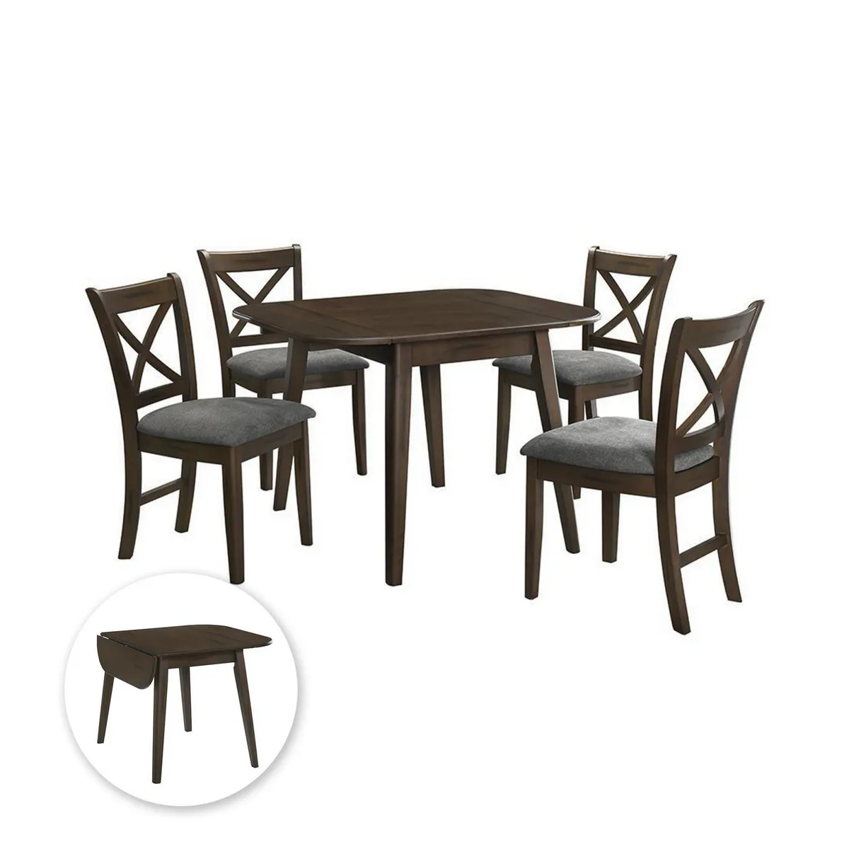 Just Home Collection - Set Comedor con 4 Sillas Extendible 106.6X91.5X76.2 cm