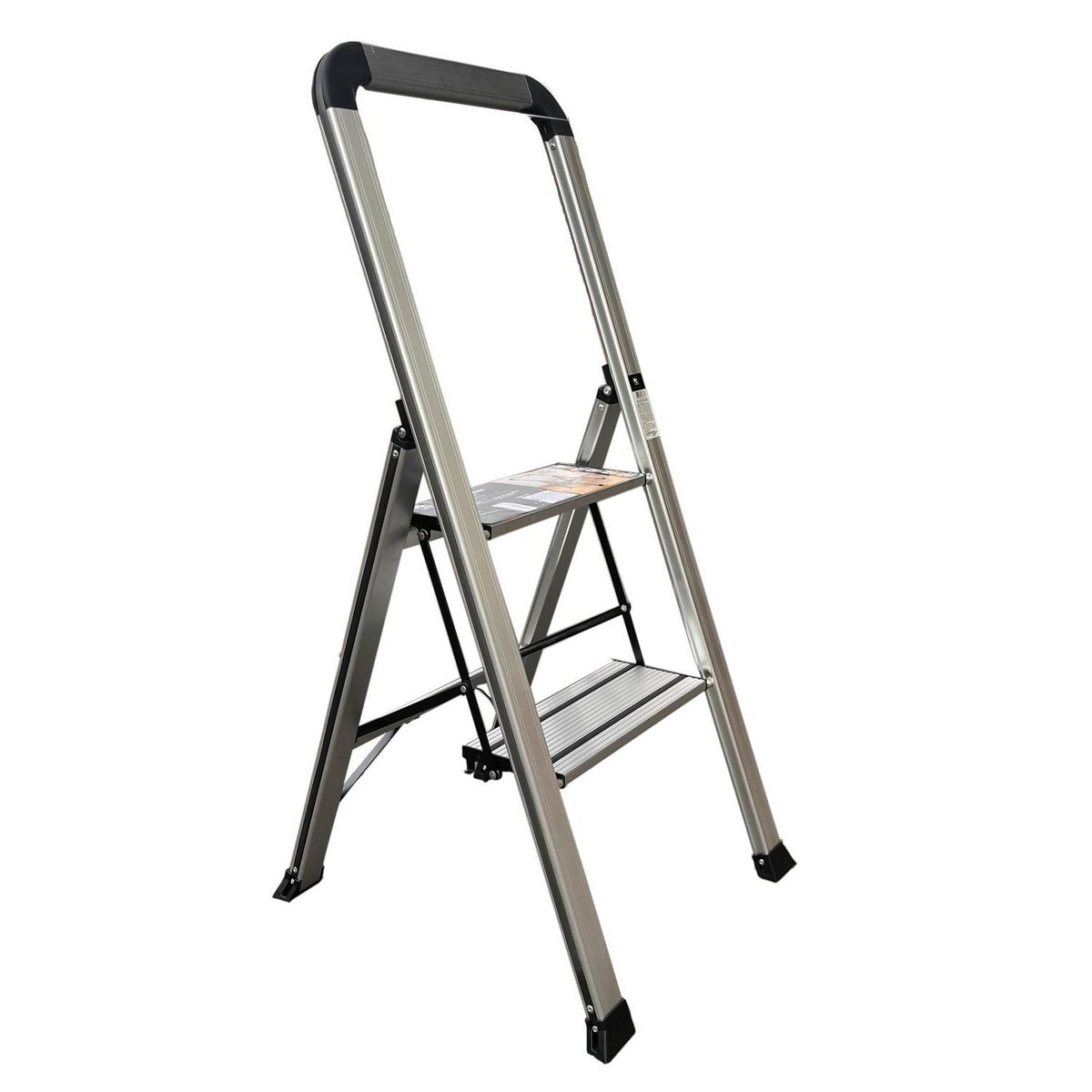 Just Home Collection - Escalera de aluminio de 2 escalones ultra delgada Gris