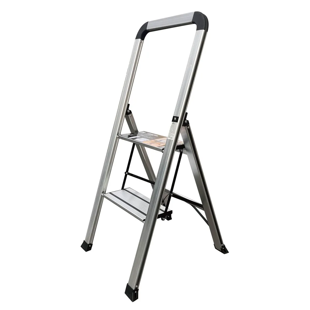 Just Home Collection - Escalera de aluminio de 2 escalones ultra delgada Gris