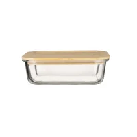 Contenedor de vidrio con tapa de bambú 640ml