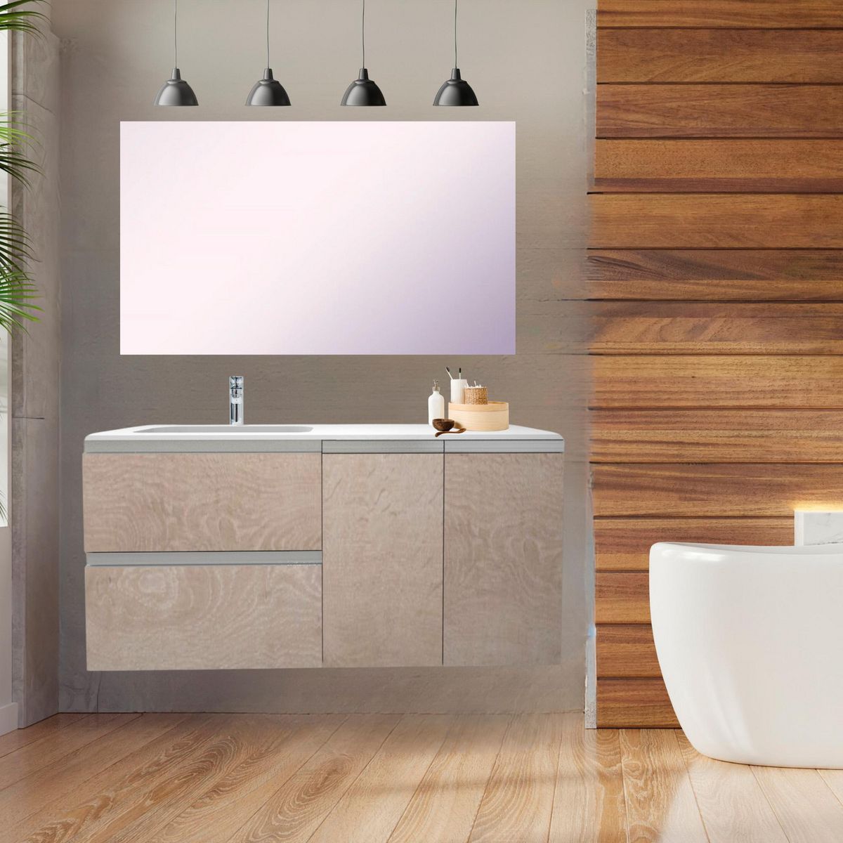 Sensi Dacqua Design - Mueble de baño Vega en Roble Provenzal con espejo