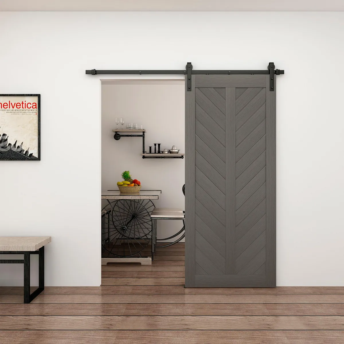 Puerta Corrediza Holztek de 213.4 x 91.4 cm Gris., marca Holztek - Foto 2