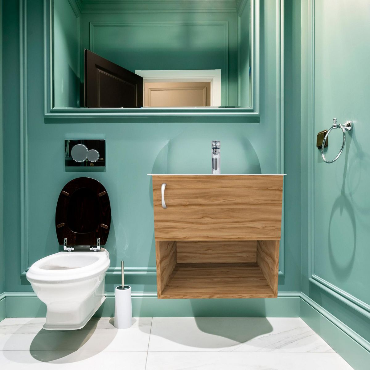 Sensi Dacqua Design - Mueble de baño Burela en Nogal Terracota sin espejo