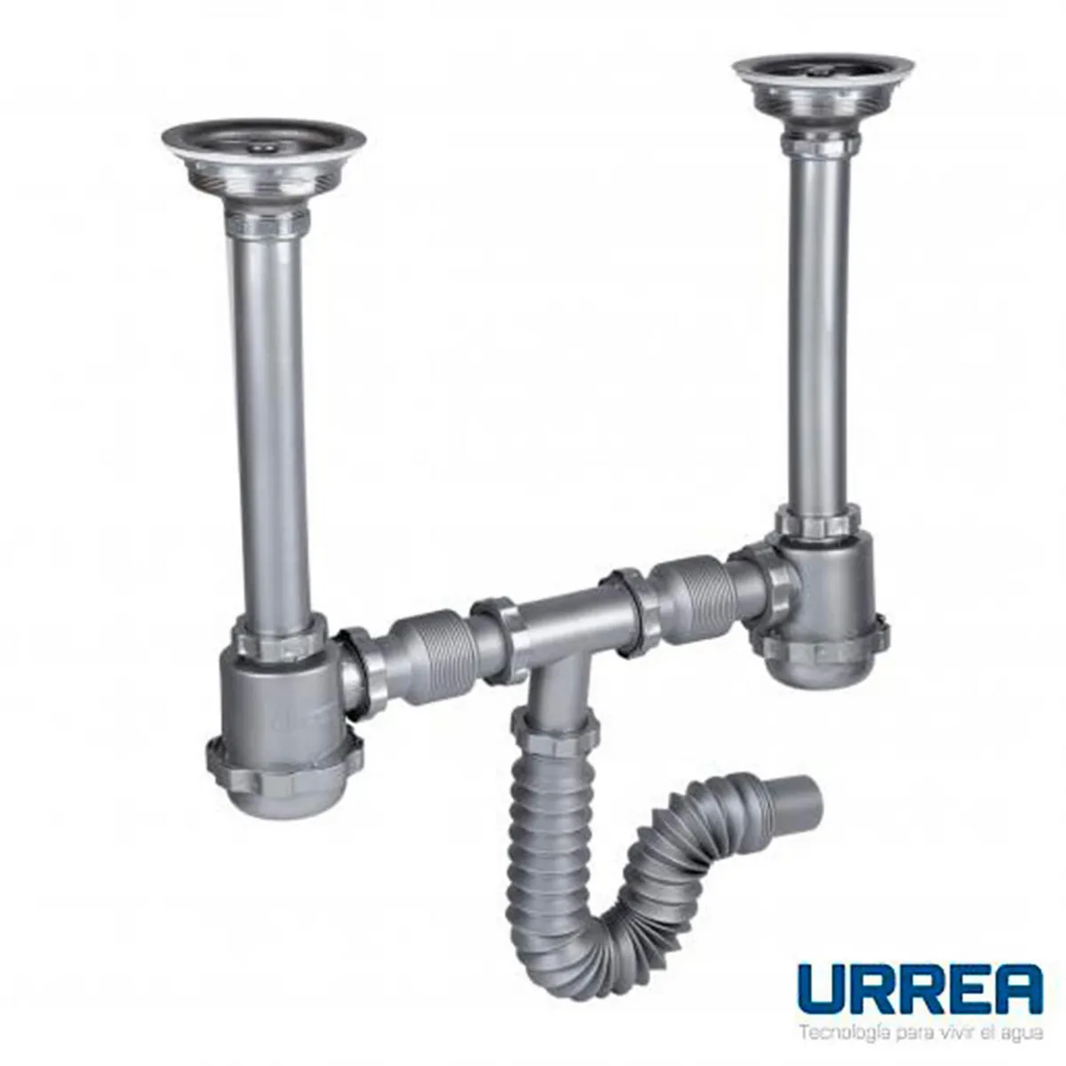 Urrea - Céspol Flexible Gris con Doble Bote Grande y Contracanasta