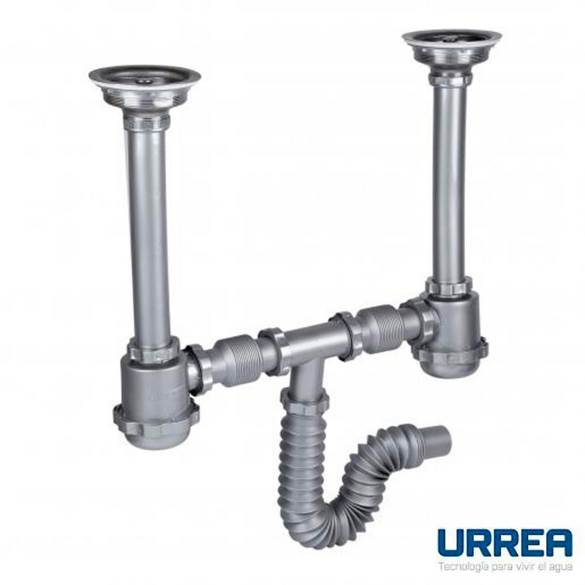 Urrea - Céspol Flexible Gris con Doble Bote Grande y Contracanasta